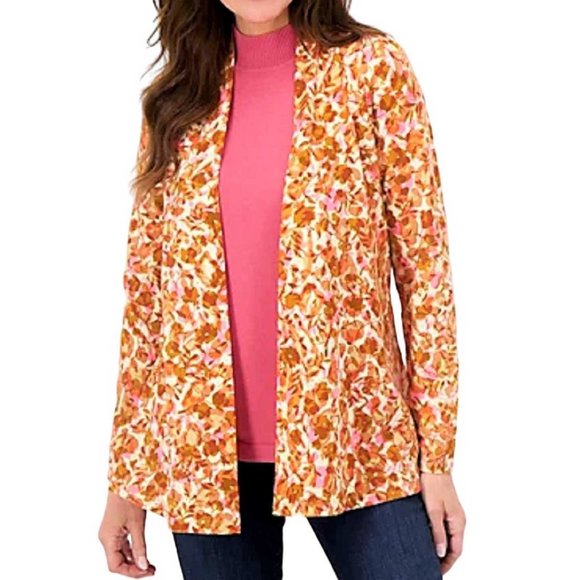 Isaac Mizrahi Live! Floral Printed Long Cardigan with Side Slits SMALL (202) - Picture 4 of 4